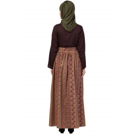 Nazneen Printed Skirt Solid Body Casual Abaya