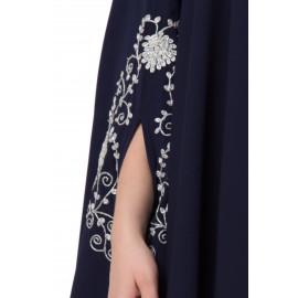 Nazneen Silver Zari Embroidered Irani Nida Kaftan