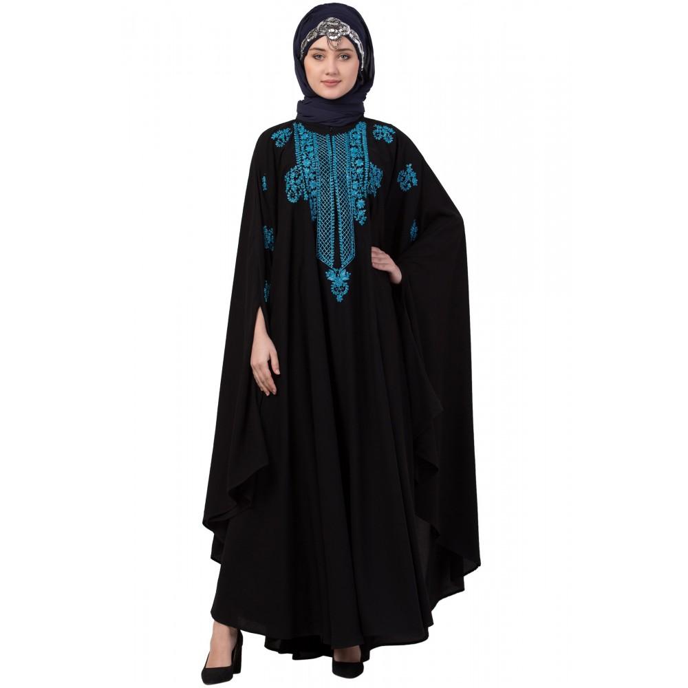 Nazneen Contrast Zari Embroidered Irani Kaftan