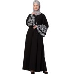 Nazneen Bell Embroidered Sleeve Front Open Abaya