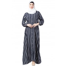 Nazneen Front Open Stripe Casual Abaya