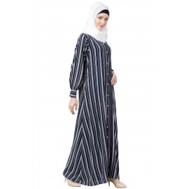 Nazneen Front Open Stripe Casual Abaya