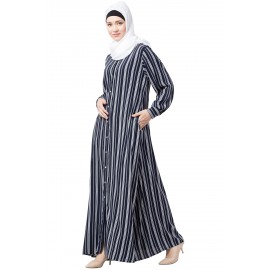 Nazneen Front Open Stripe Casual Abaya