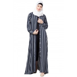 Nazneen Front Open Stripe Casual Abaya