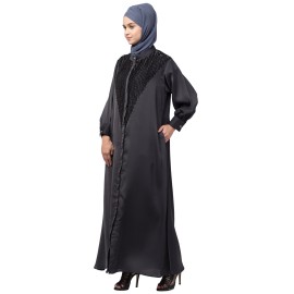 Nazneen Diamond Beads Front Open Abaya