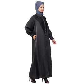 Nazneen Diamond Beads Front Open Abaya