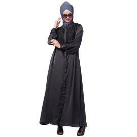 Nazneen Diamond Beads Front Open Abaya