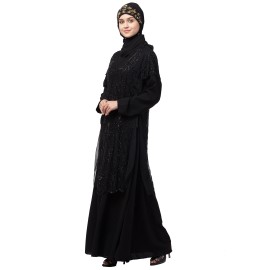 Nazneen Two Piece Front and Back fully Beaded Party Abaya