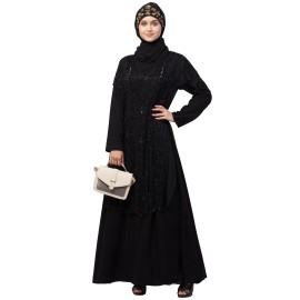 Nazneen Two Piece Front and Back fully Beaded Party Abaya