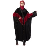 Nazneen velvet contrast triangle front open Dubai Kaftan