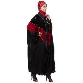 Nazneen velvet contrast triangle front open Dubai Kaftan