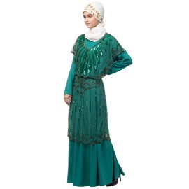 Nazneen Two Piece Butterfly sleeve Fully Beaded Abaya