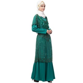 Nazneen Two Piece Butterfly sleeve Fully Beaded Abaya