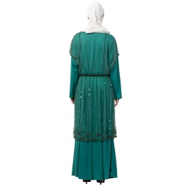 Nazneen Two Piece Butterfly sleeve Fully Beaded Abaya