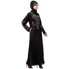 Nazneen stone hand work at front and sleeve A line Abaya