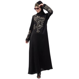 Nazneen stone hand work at front and sleeve A line Abaya