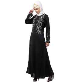 Nazneen front and Sleeve hand embroidered Party Abaya
