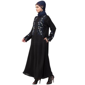 Nazneen front and Sleeve hand embroidered Party Abaya