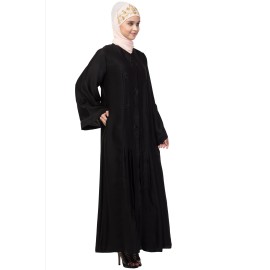 Nazneen Front Open Pleated embroidered Abaya