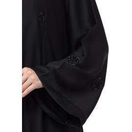 Nazneen Front Open Pleated embroidered Abaya