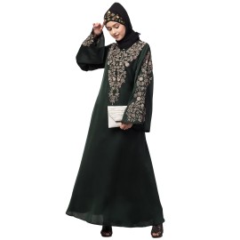 Nazneen Neck and Sleeve Resham Embroidered  A line Party Abaya