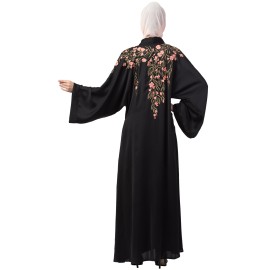 Nazneen Front to back Resham embroidery front open Abaya