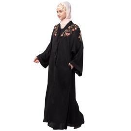 Nazneen Front to back Resham embroidery front open Abaya