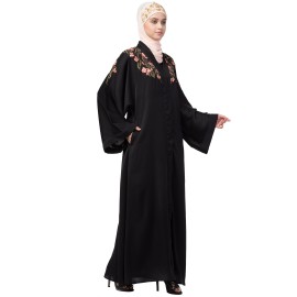 Nazneen Front to back Resham embroidery front open Abaya