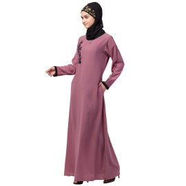 Nazneen side embroidery contrast piping Abaya