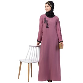 Nazneen side embroidery contrast piping Abaya