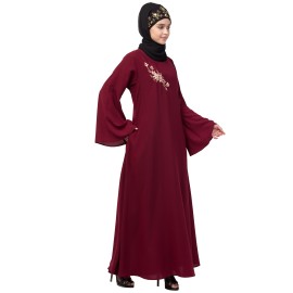 Nazneen Side Resham Embroidery Bell sleeve A line Abaya