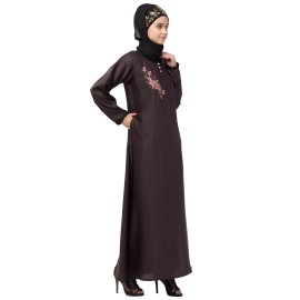 Nazneen side  embroidery contrast piping Abaya