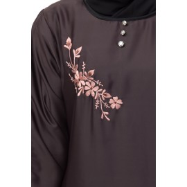 Nazneen side  embroidery contrast piping Abaya