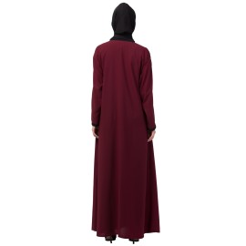 Nazneen Center embroidery contrast piping Abaya