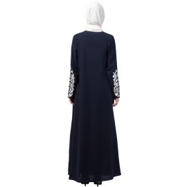 Nazneen Front and Sleeve Resham embroidered A line Abaya