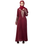 Nazneen Front and Sleeve Resham embroidered A line Abaya