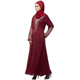 Nazneen Front and Sleeve Resham embroidered A line Abaya