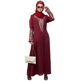 Nazneen Front and Sleeve Resham embroidered A line Abaya