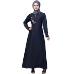 Nazneen Side Embroidery Contrast Piping abaya