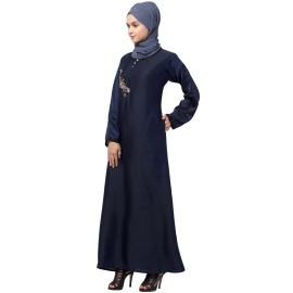 Nazneen Side Embroidery Contrast Piping abaya