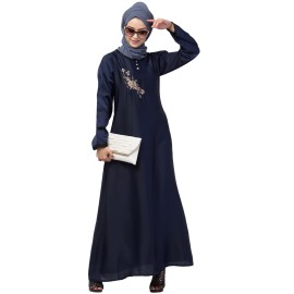 Nazneen Side Embroidery Contrast Piping abaya