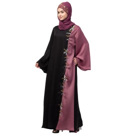 Nazneen Contrast Front & sleeve  Hand work Abaya