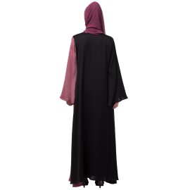 Nazneen Contrast Front & sleeve  Hand work Abaya