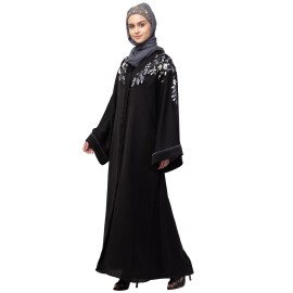 Nazneen Front to back Resham Embroidery Front Open  Abaya