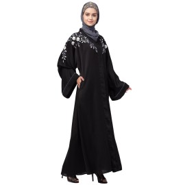 Nazneen Front to back Resham Embroidery Front Open  Abaya
