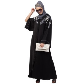 Nazneen Front to back Resham Embroidery Front Open  Abaya