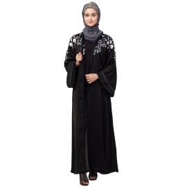 Nazneen Front to back Resham Embroidery Front Open  Abaya