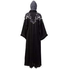 Nazneen Front to back Resham Embroidery Front Open  Abaya