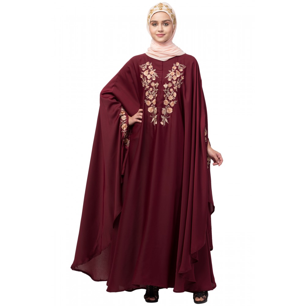 Nazneen Neck and Sleeve Embroidered Irani Kaftan