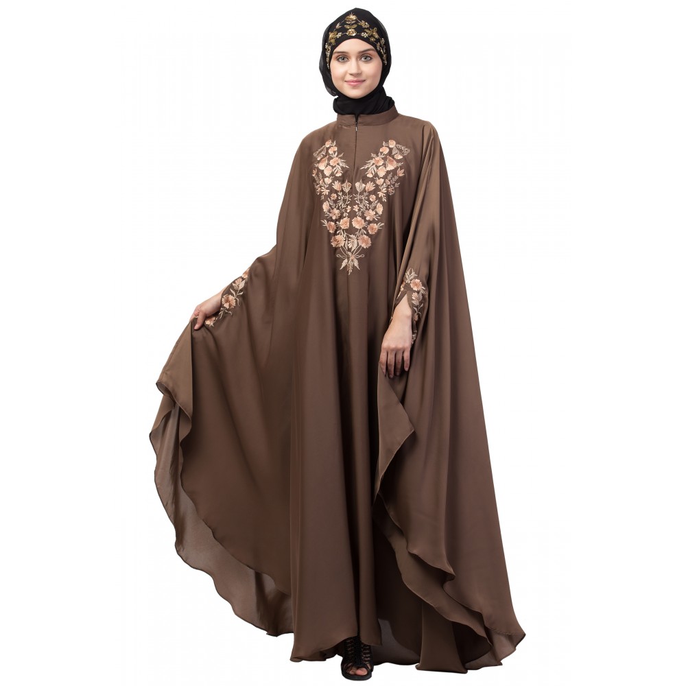 Nazneen Neck and Sleeve Embroidered Irani Kaftan